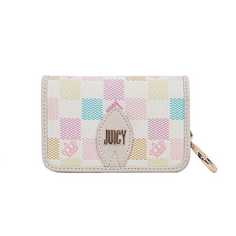 Juicy Couture Debossed Wallet with Gold Toned Heart Chain